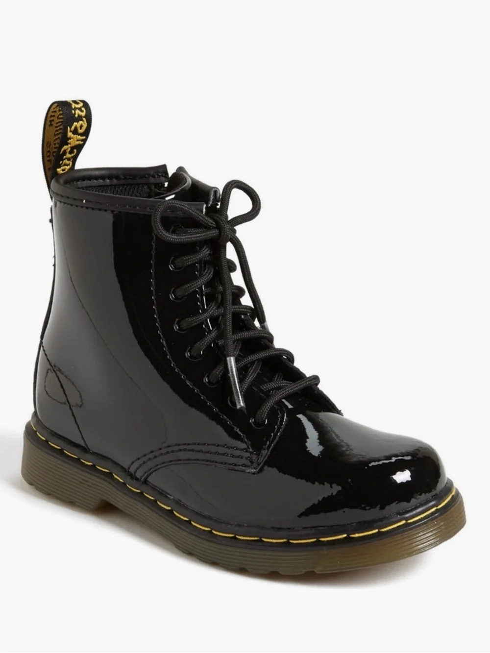 Dr. Martens Kids Black Patent Lace-Up Boots SIZE 6 US / 5 UK Big Kid